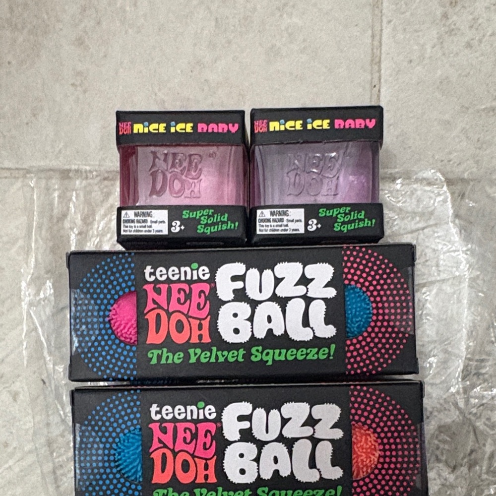 Teenie NeeDoh Fuzz Ball Velvet Squeeze 2 packs of 3, Nice ice baby X2. Authentic